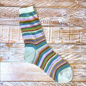 🧦 Striped socks w/metallic shimmery stitching 🌟
